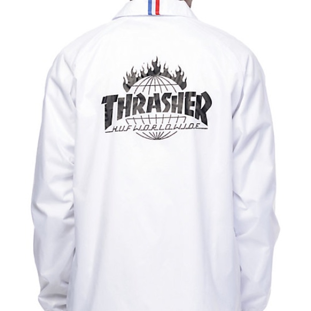 HUF x Thrasher White Coach Jacket